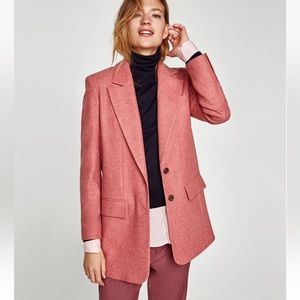 Zara Limited Edition Pink Lamb’s Wool Blazer, Size M